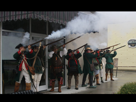Battle of Elizabethtown Reenactment Wreath Laying, rifle salute, Sept 2013.