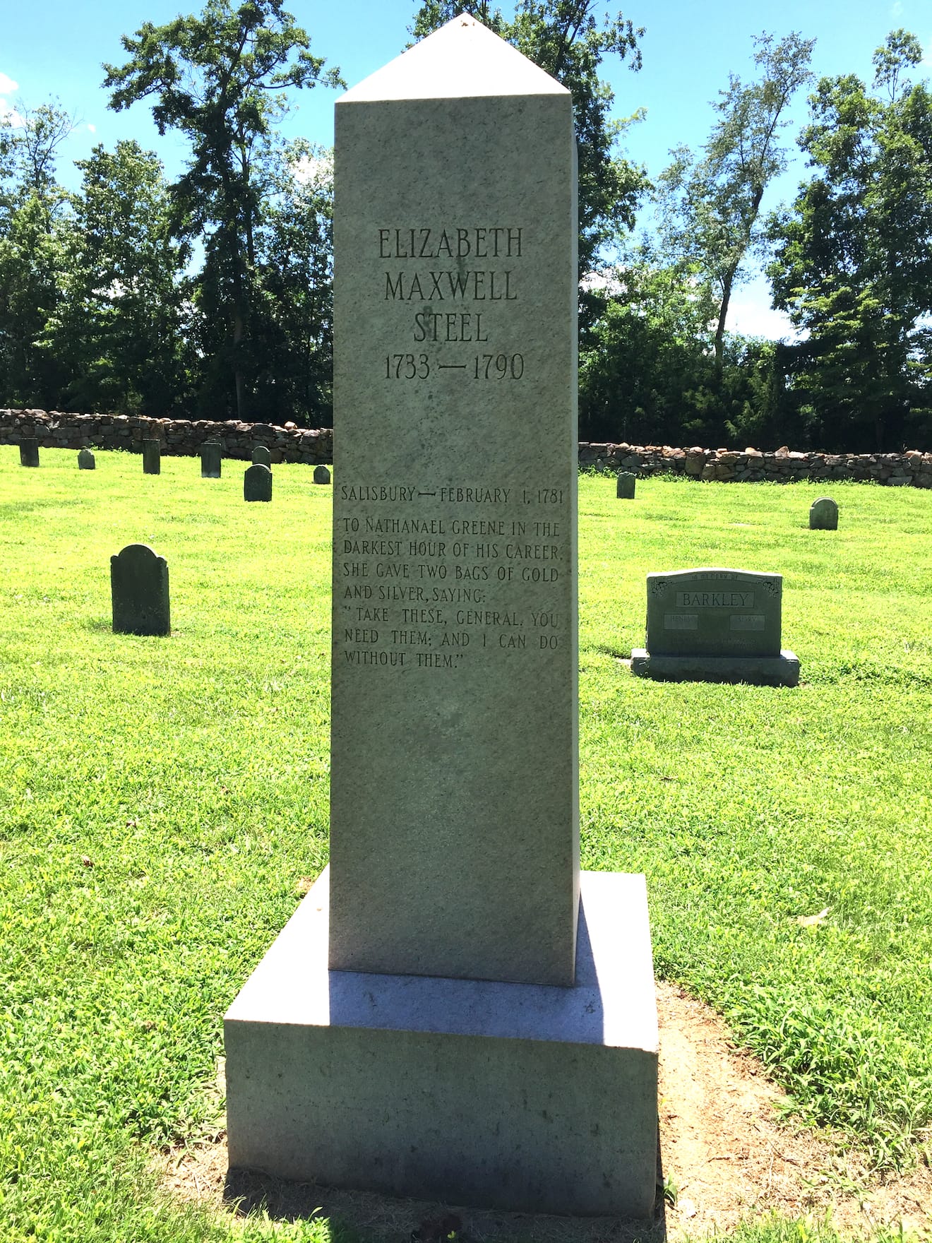 Elizabeth Maxwell Steele monument at Thyatira Cemetery (image by member Cathy Finnie)