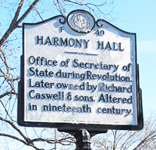 Harmony Hall historic marker