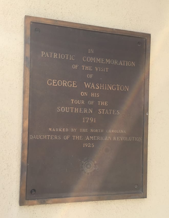 Plaque describing Washington's visit to Salsbury, marker by NC DAR (image by member Cathy Finnie)